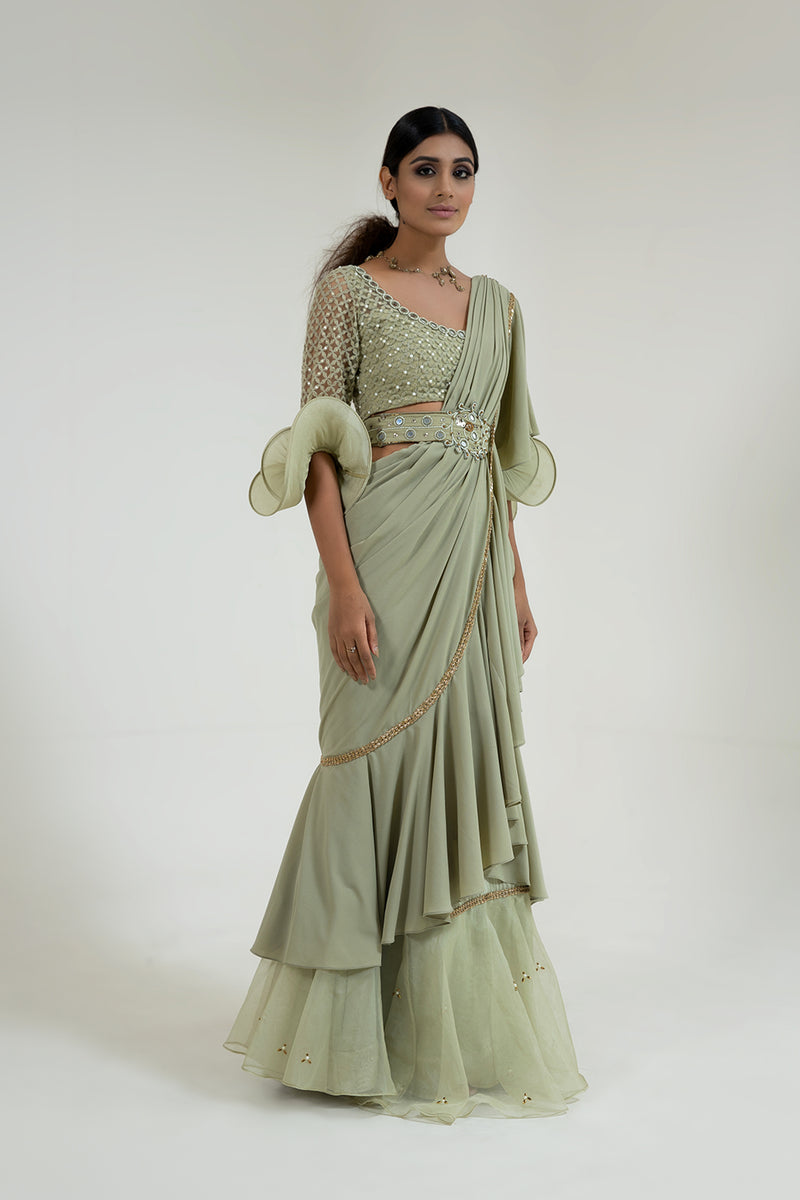 Sage Green Saree