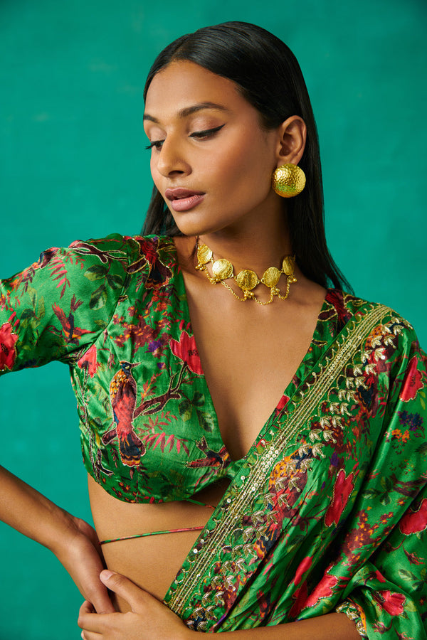 Green Lehenga And Blouse Set With Dupatta