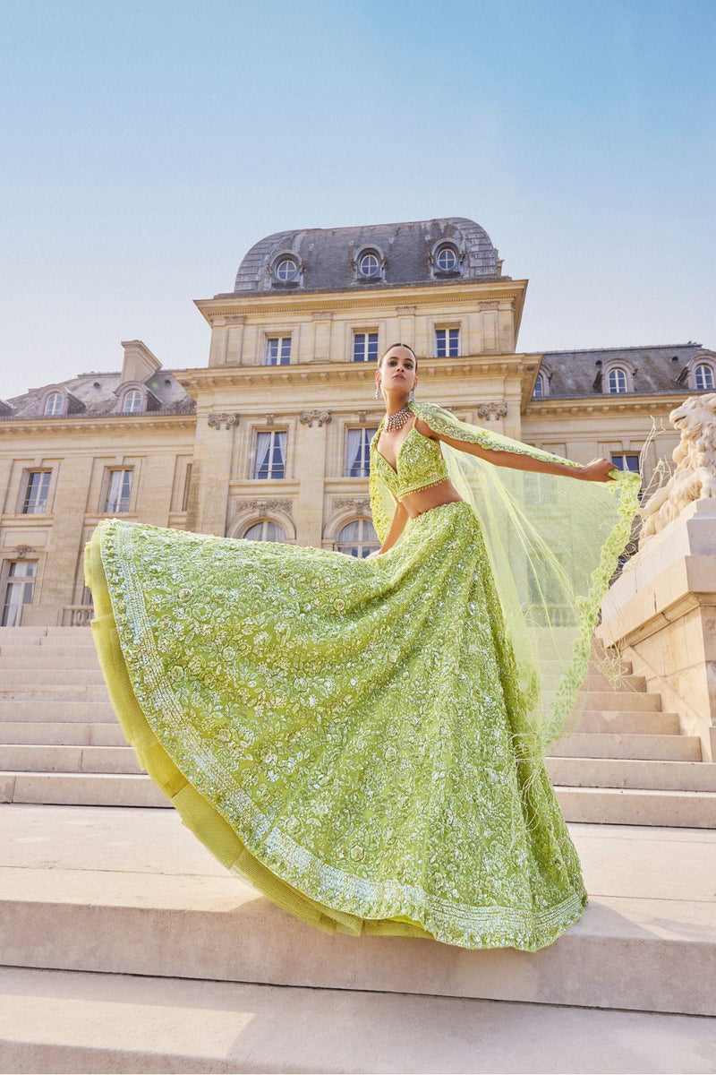 Sage Green Sequin Lehenga Set