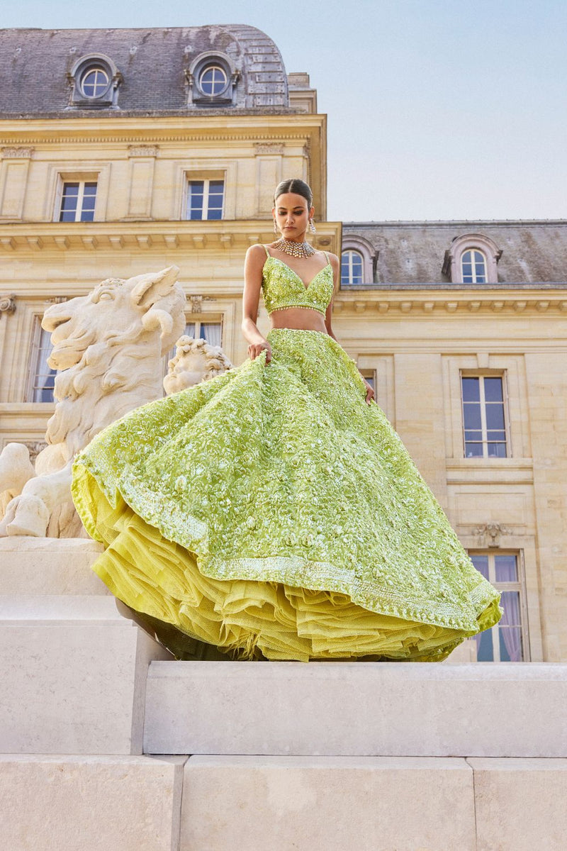 Sage Green Sequin Lehenga Set