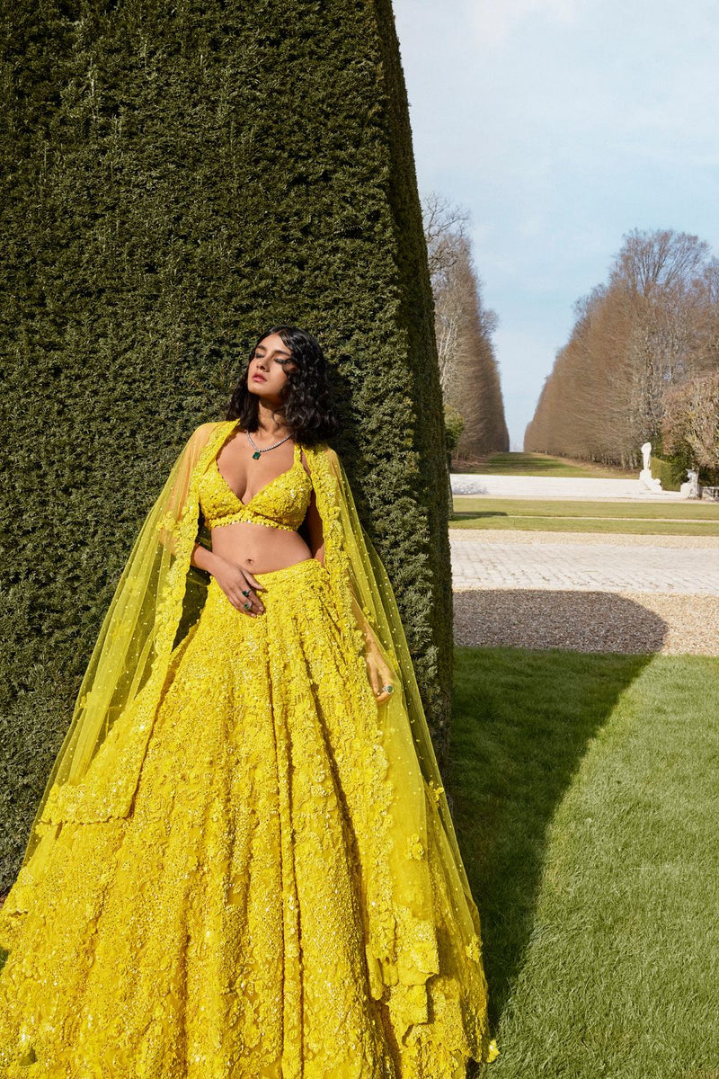 Yellow Sequin Lehenga Set