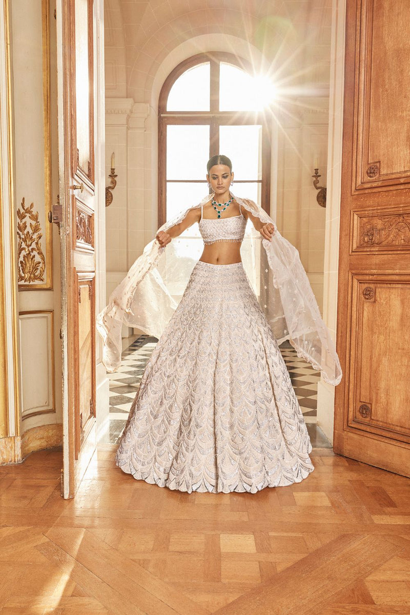 Ivory Pearl Scallop Lehenga Set