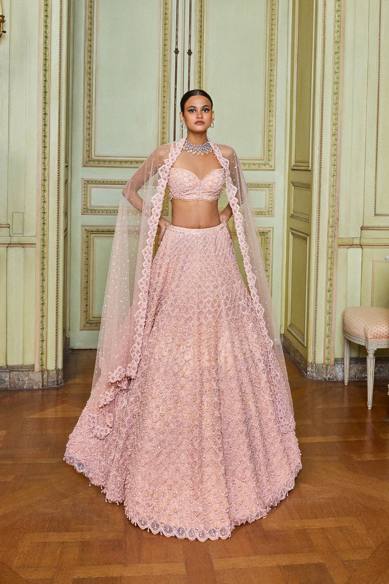 Rose Gold Pearl Drop Lehenga Set