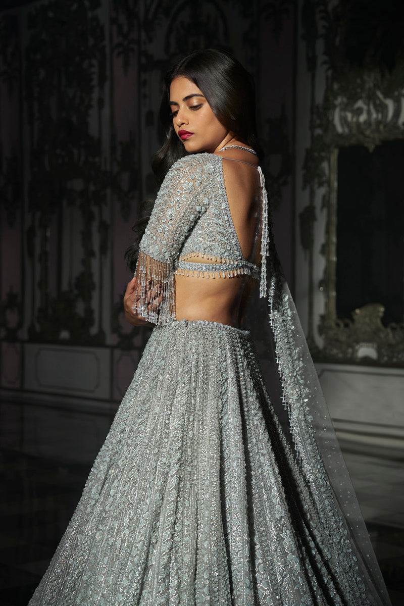 Light Grey Sequin Lehenga Set