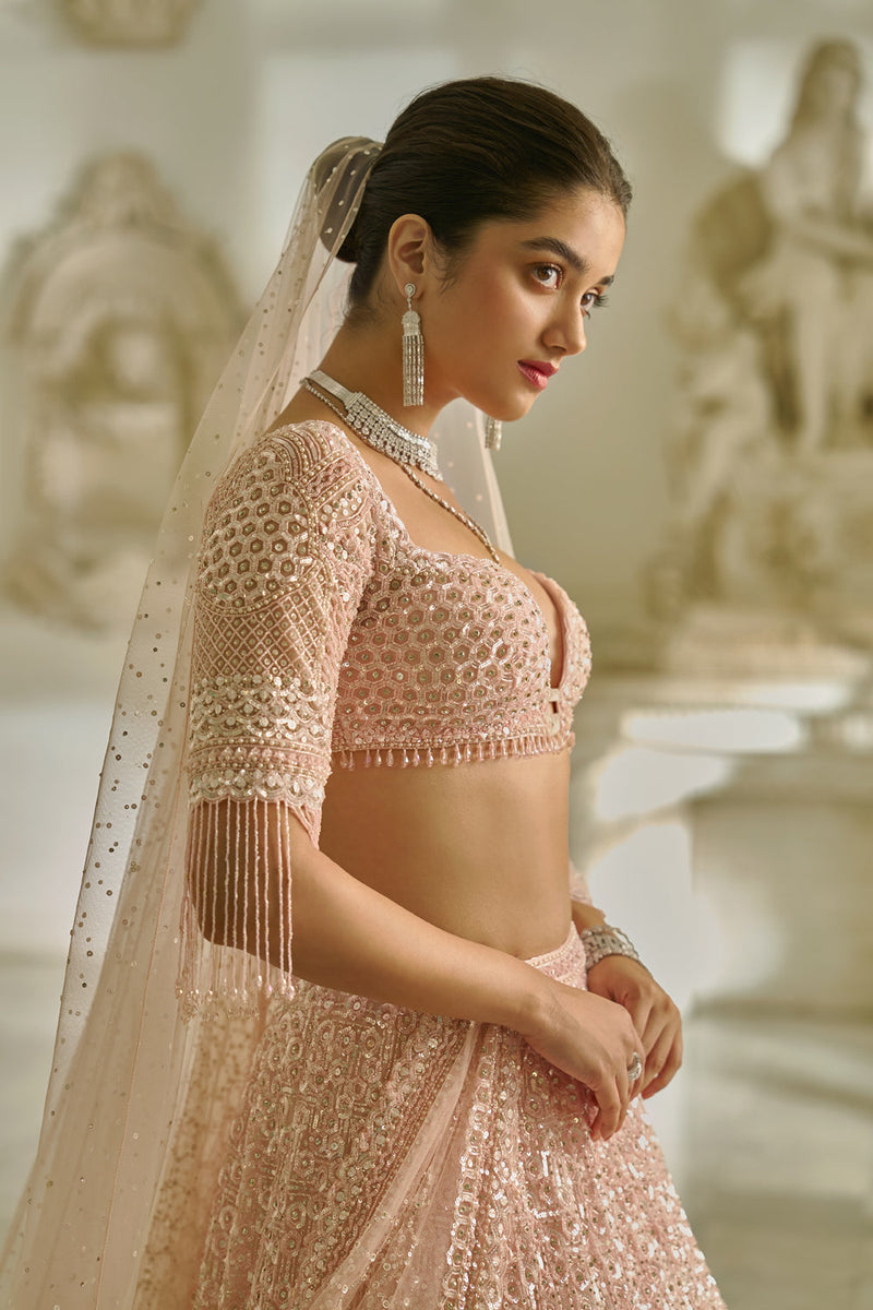 Powder Pink Sequin Lehenga Set