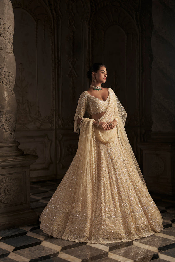 Cream Pearl Lehenga Set