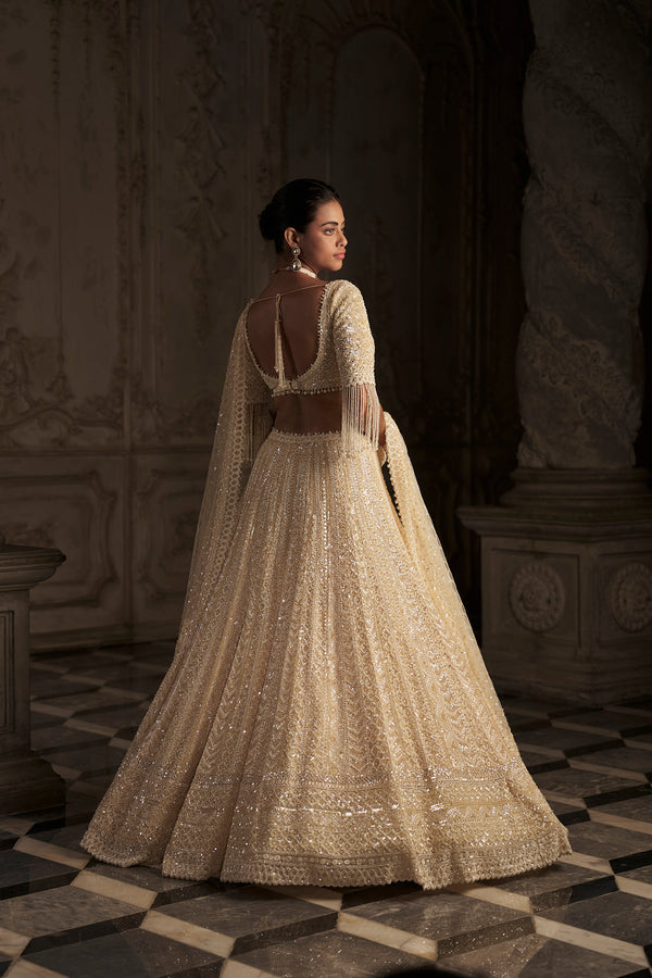 Cream Pearl Lehenga Set