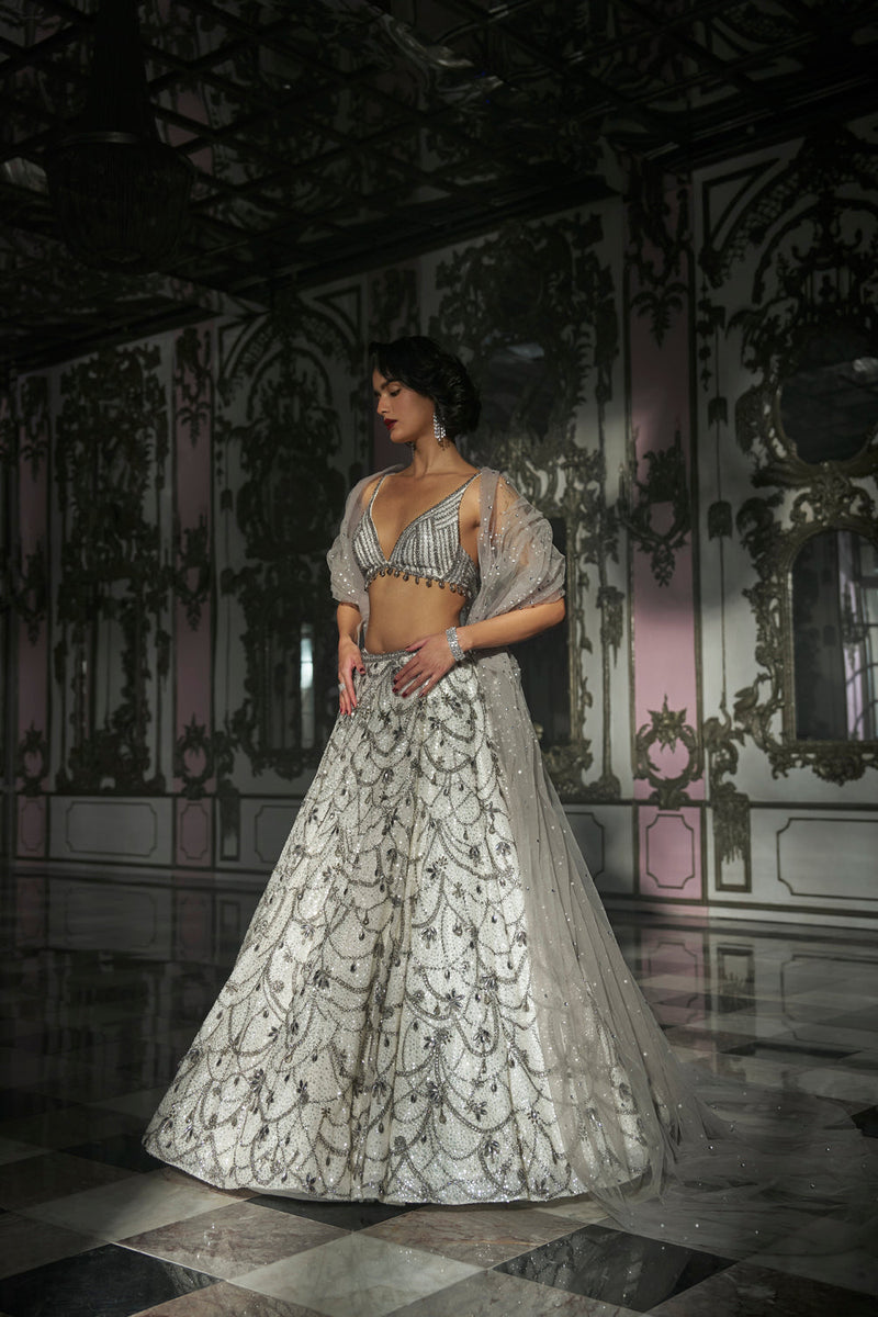 White Chandelier Lehenga Set