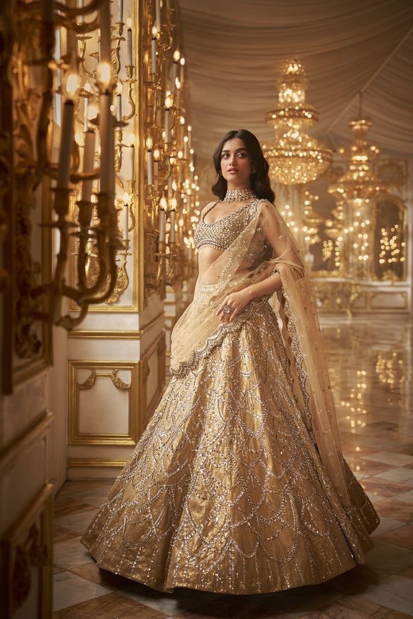 Gold Chandelier Lehenga Set