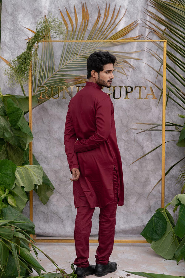 Cherry Maroon Quilted Kurta Set