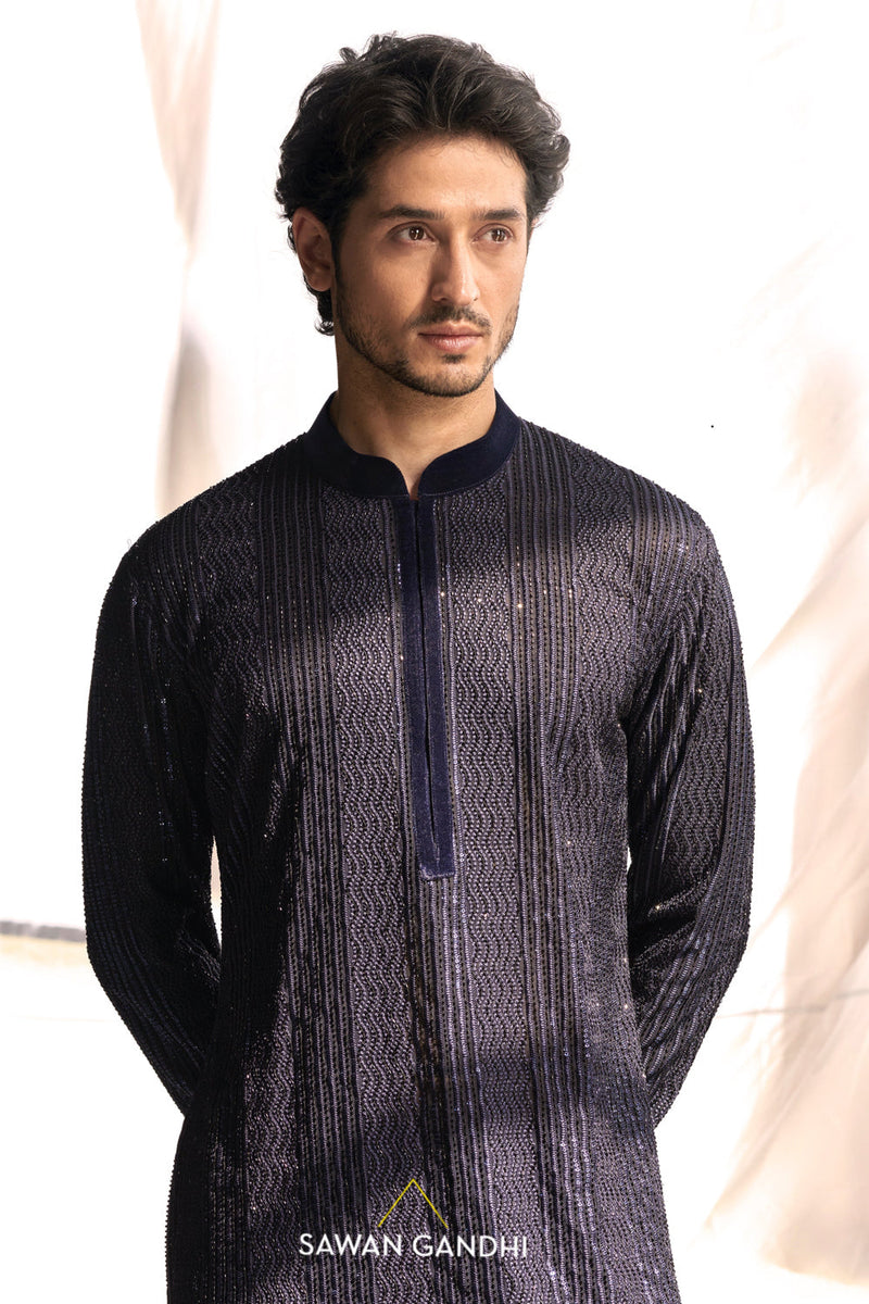 Blue Cutdana Thread Work Kurta