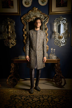 Steel Grey Sherwani Set