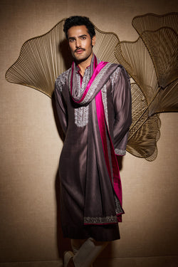 Fog Grey Thread Work Kurta