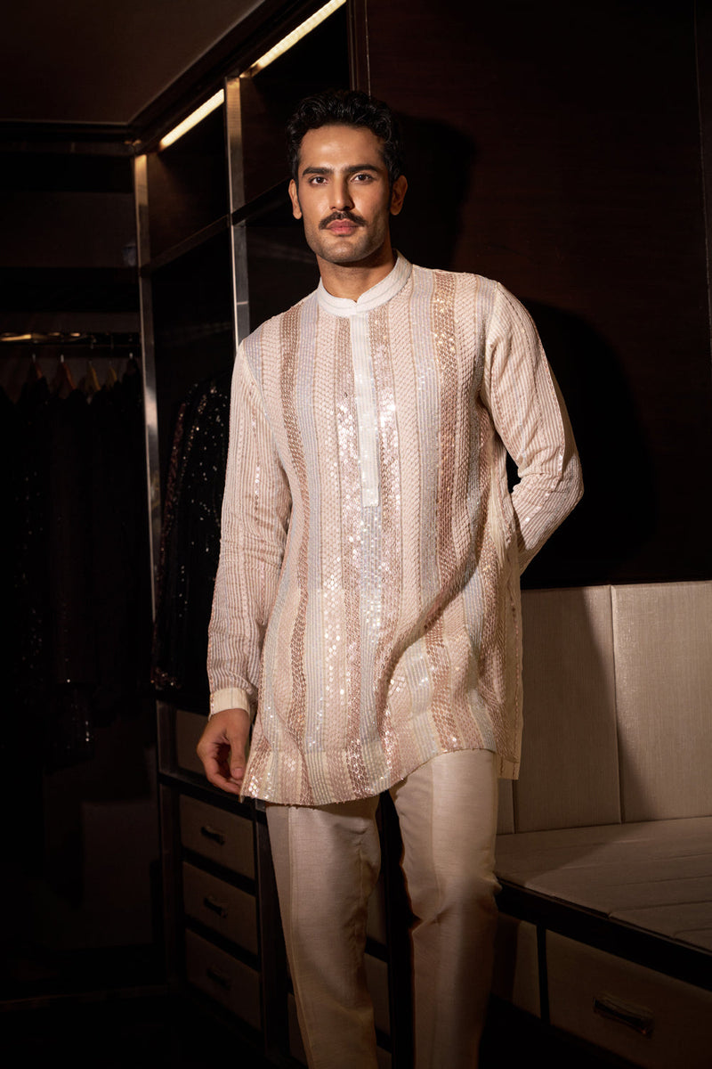 Ivory Multicolur Shimmier Kurta