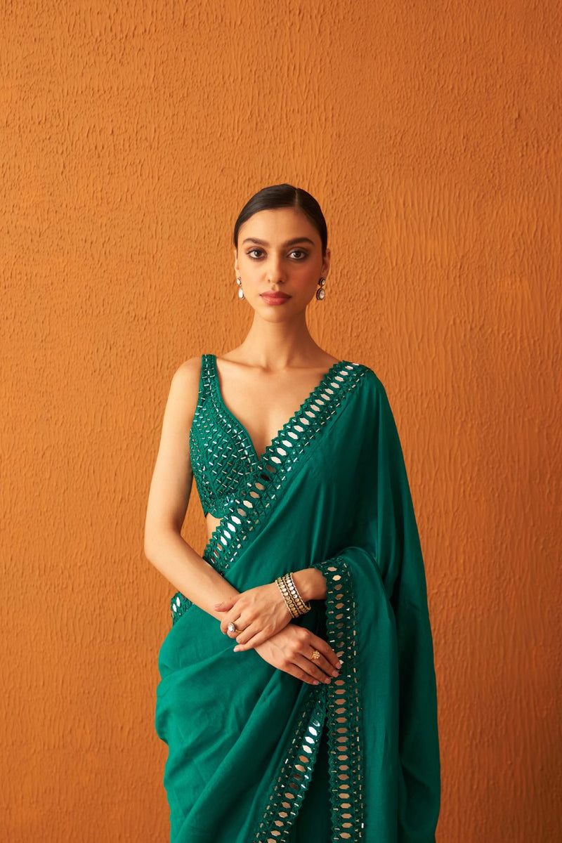 Myrtle Green Silk Saree