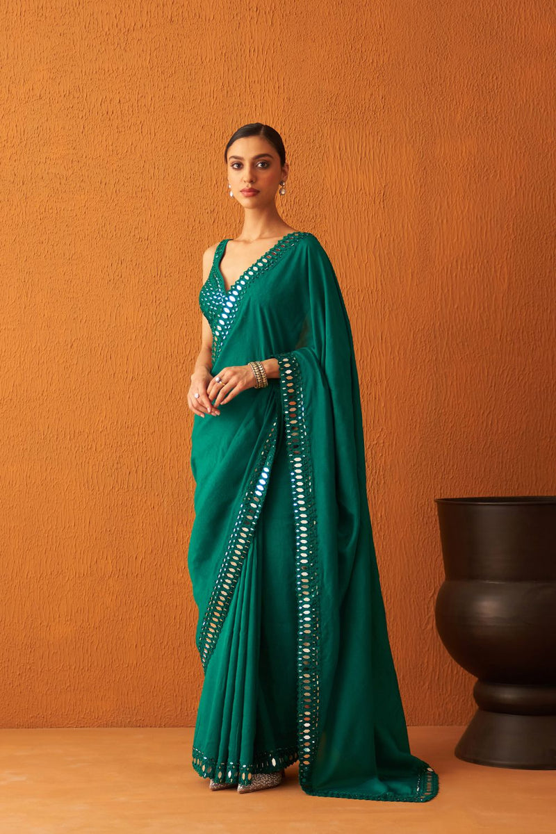 Myrtle Green Silk Saree