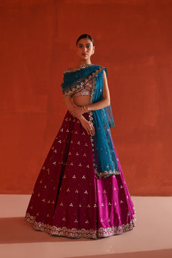 Crimson Raw Silk Lehnga Set