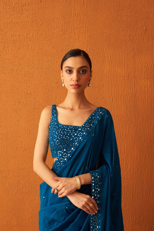 Peacock Blue Silk Saree