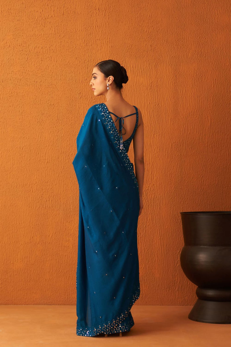 Peacock Blue Silk Saree