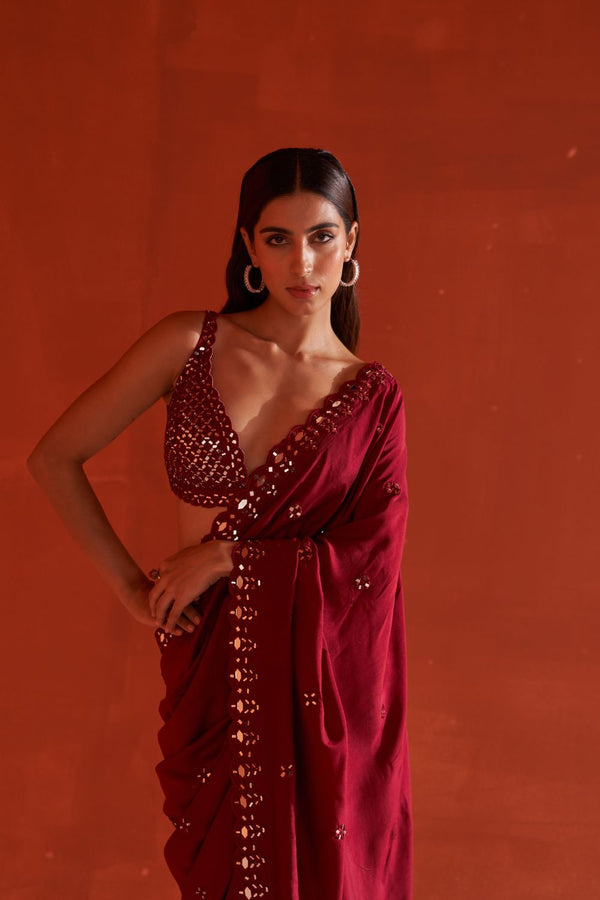 Maroon Silk Saree