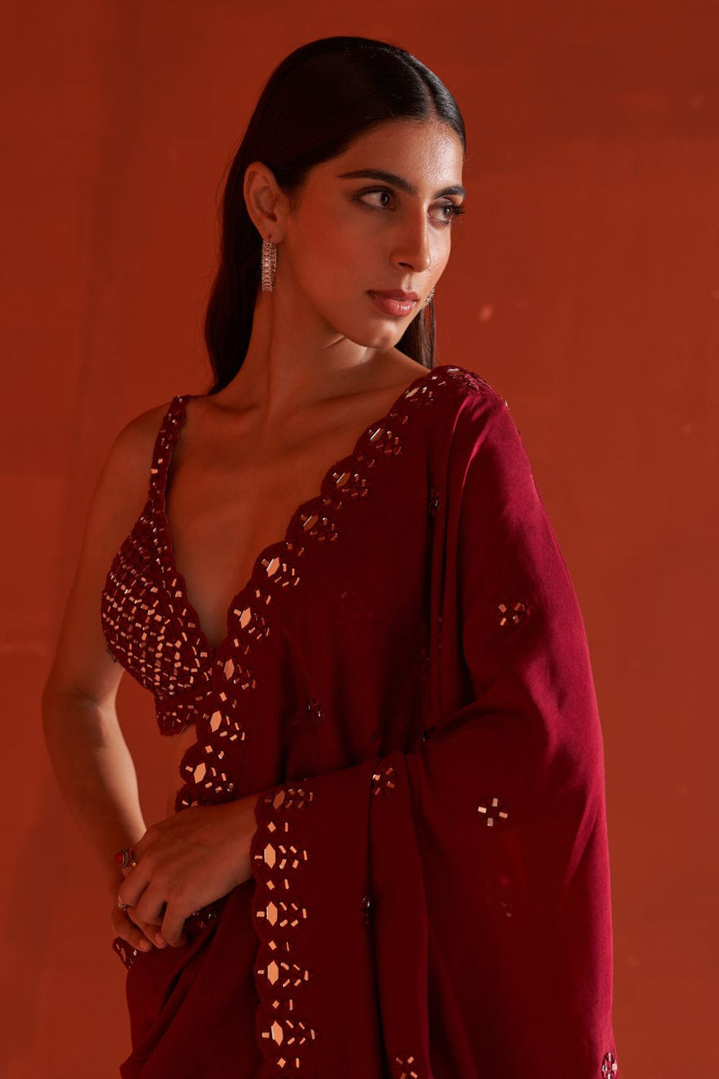 Maroon Silk Saree