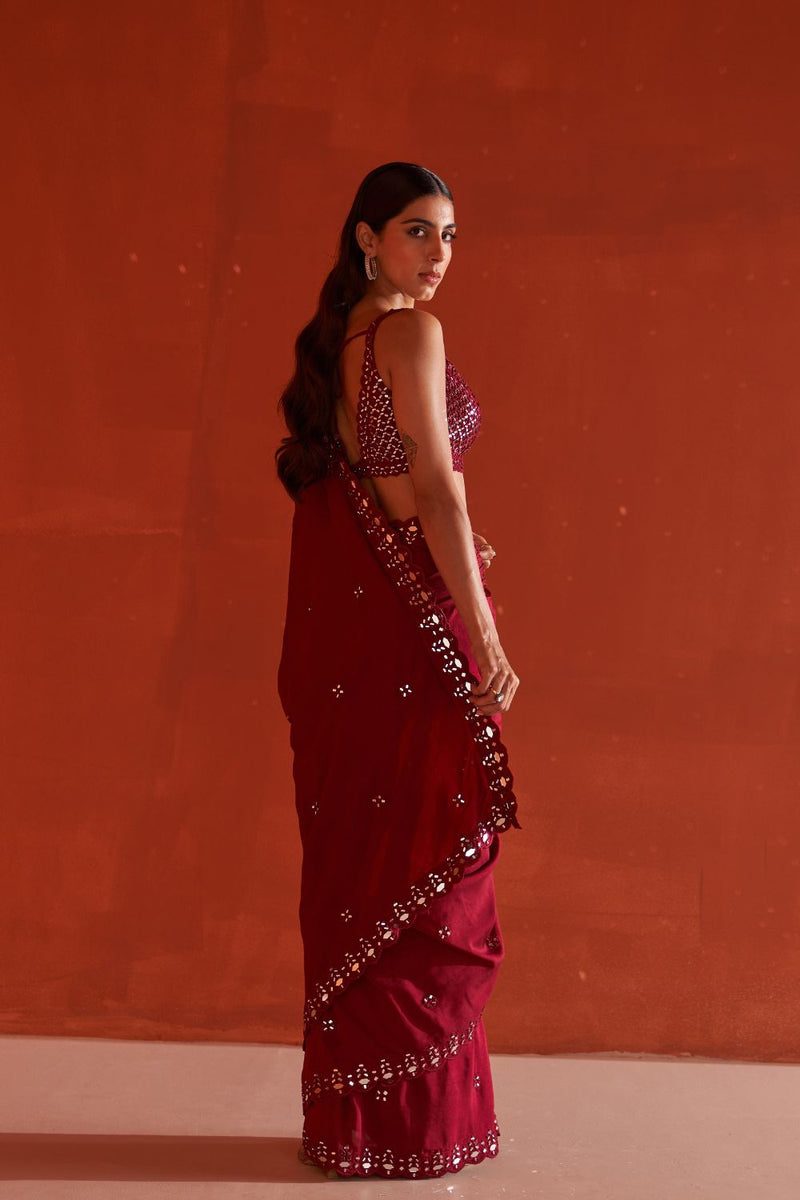 Maroon Silk Saree