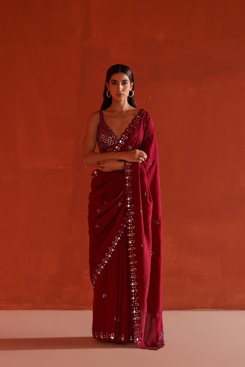 Maroon Silk Saree