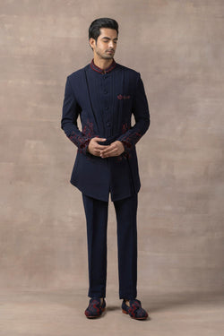 Navy Dual Layer Bandhgala Set