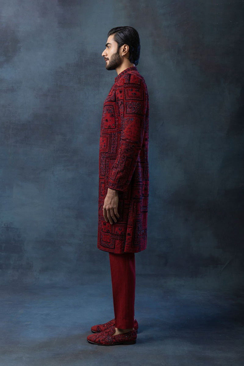 Oxblood Red Sherwani