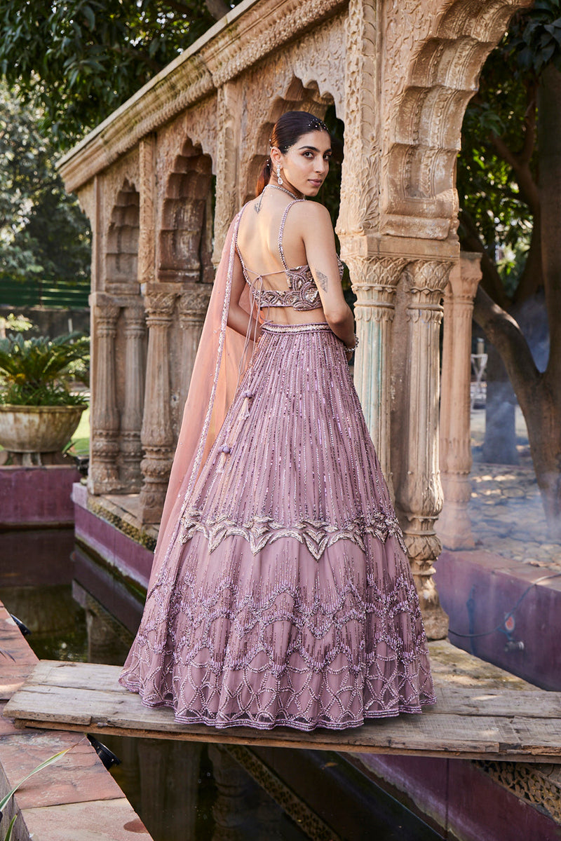 Rose Pink Embroidered Lehenga Set