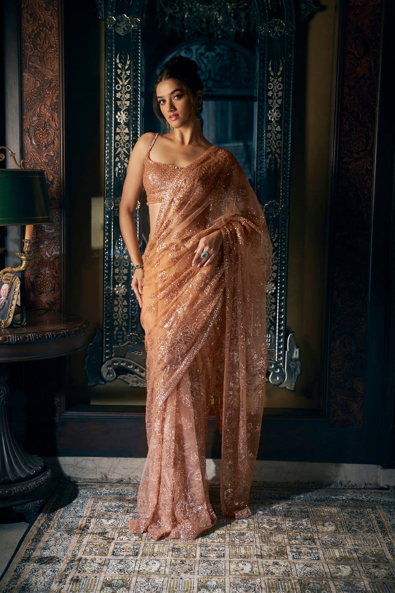 Copper Sequin Saree