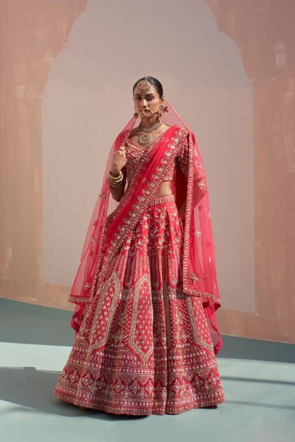 Red Double Dupatta Lehenga Set