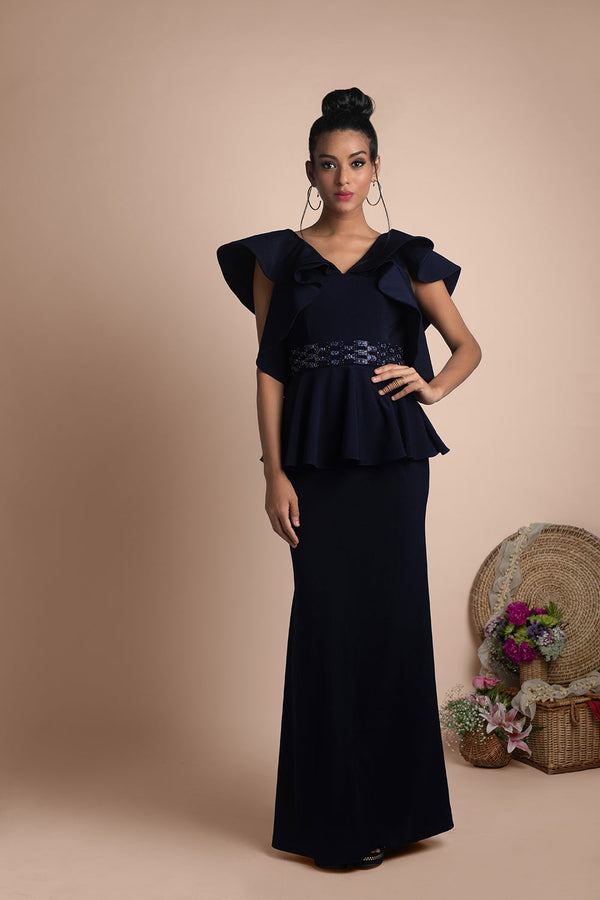 Blue Ruffle Gown