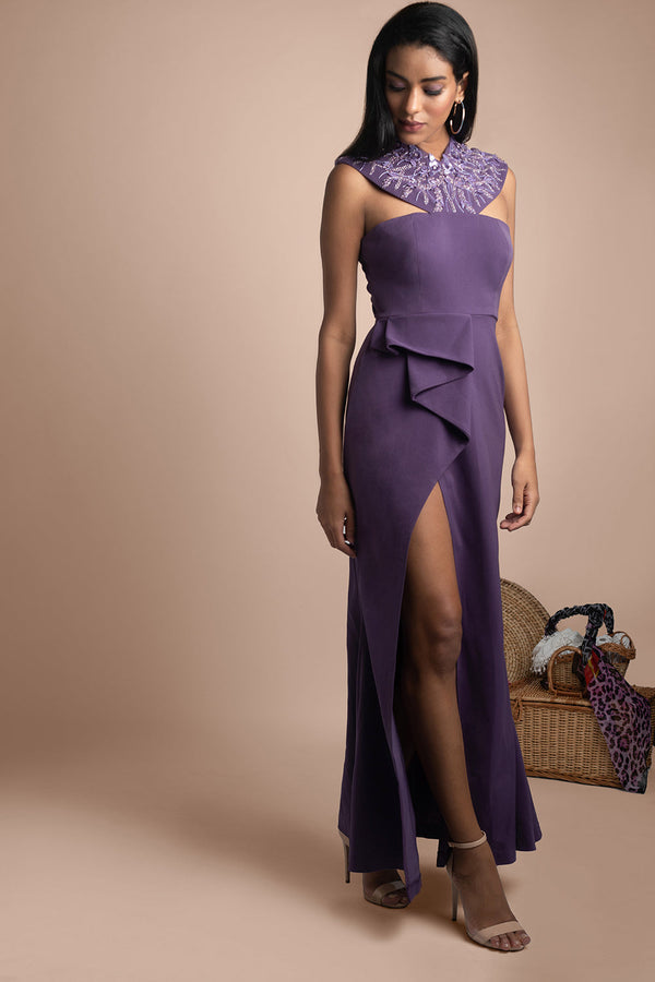 Purple Draped Gown
