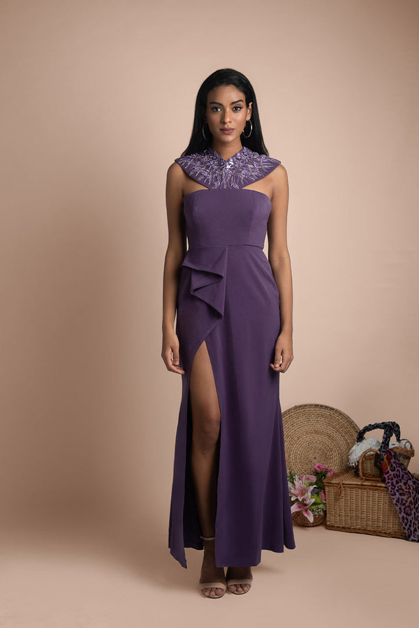 Purple Draped Gown