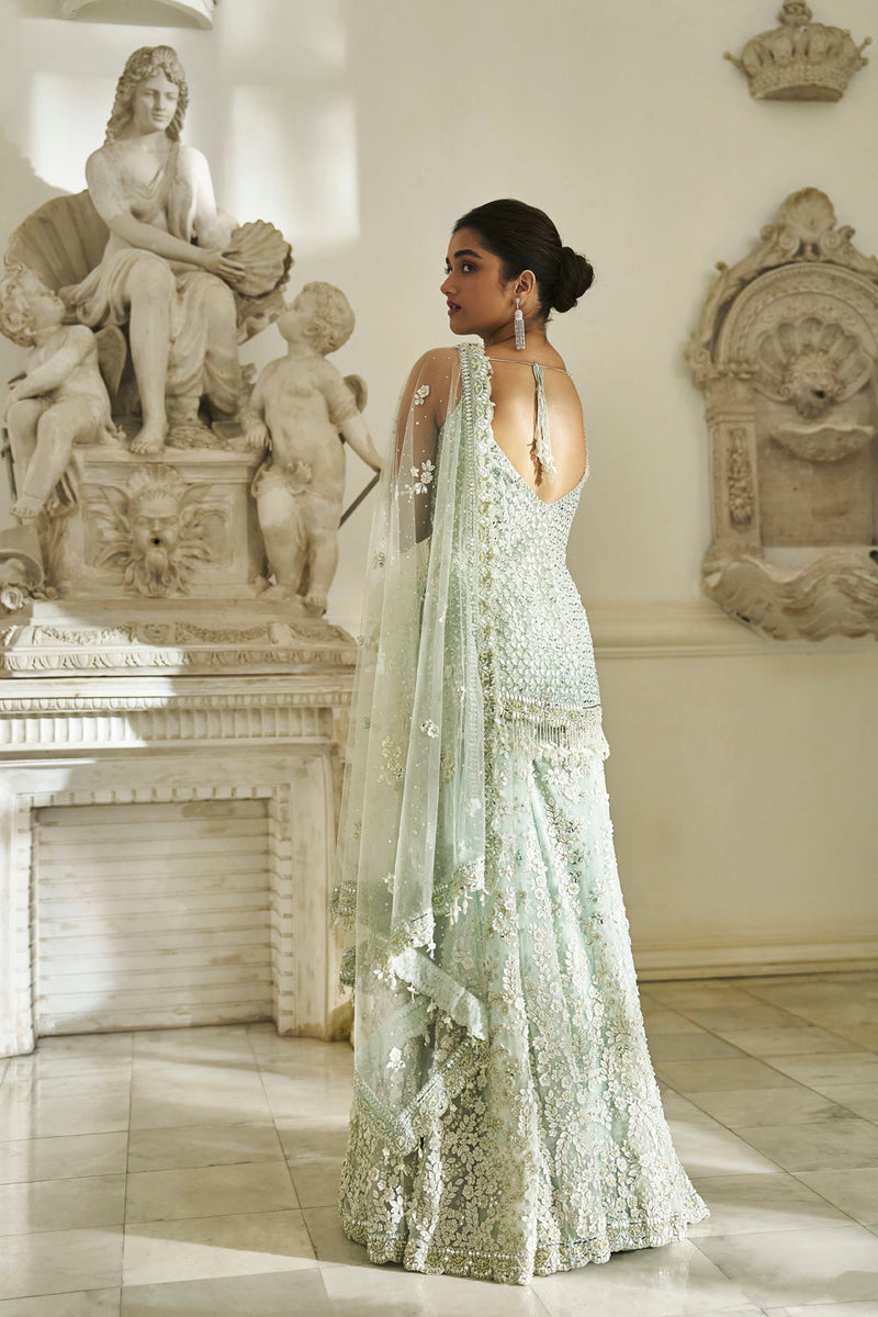 Mint Green Three-Dimensional Sharara Set