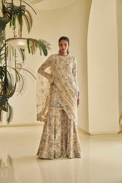 Nude Floral Sharara Set