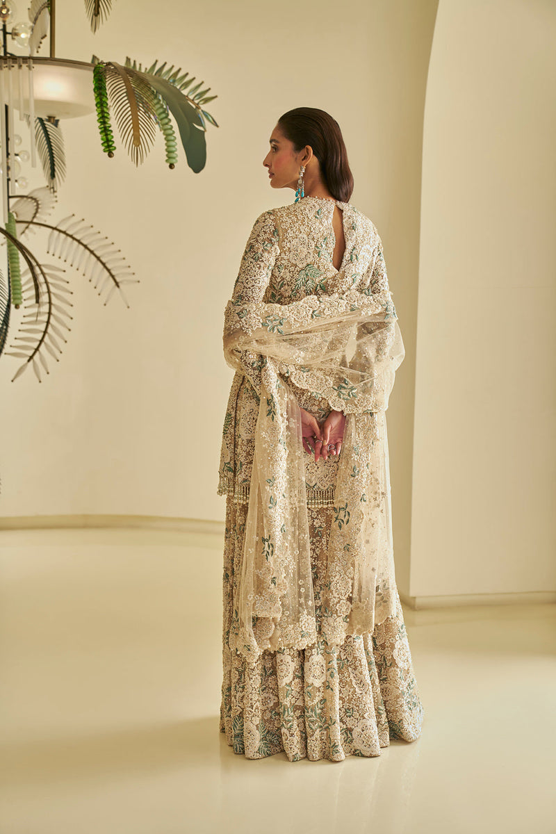 Nude Floral Sharara Set