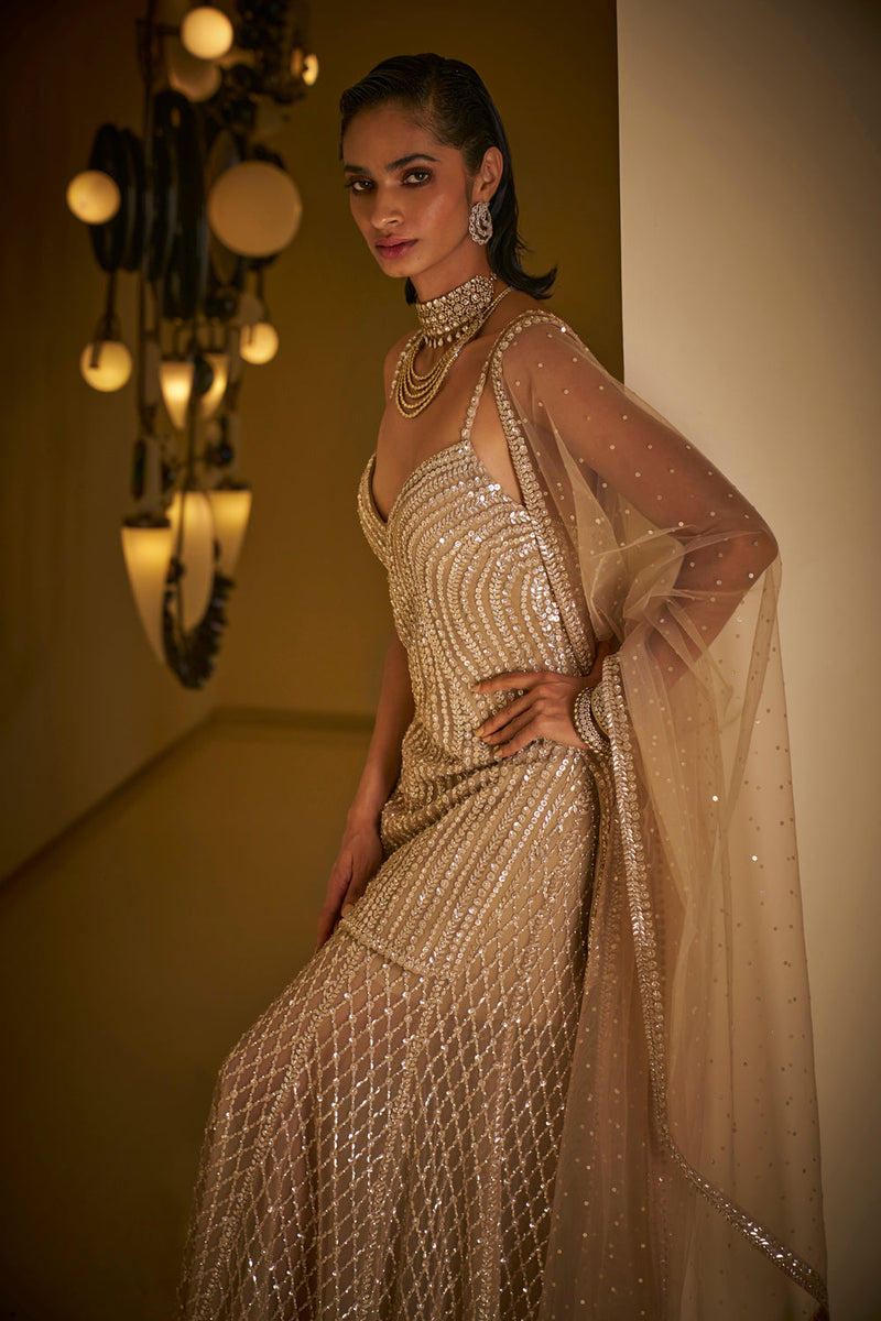 Champagne Sequin Sharara Set