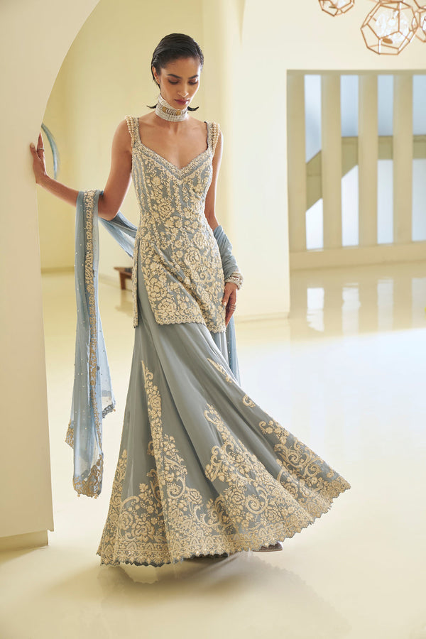 Blue Pearl Sharara Set