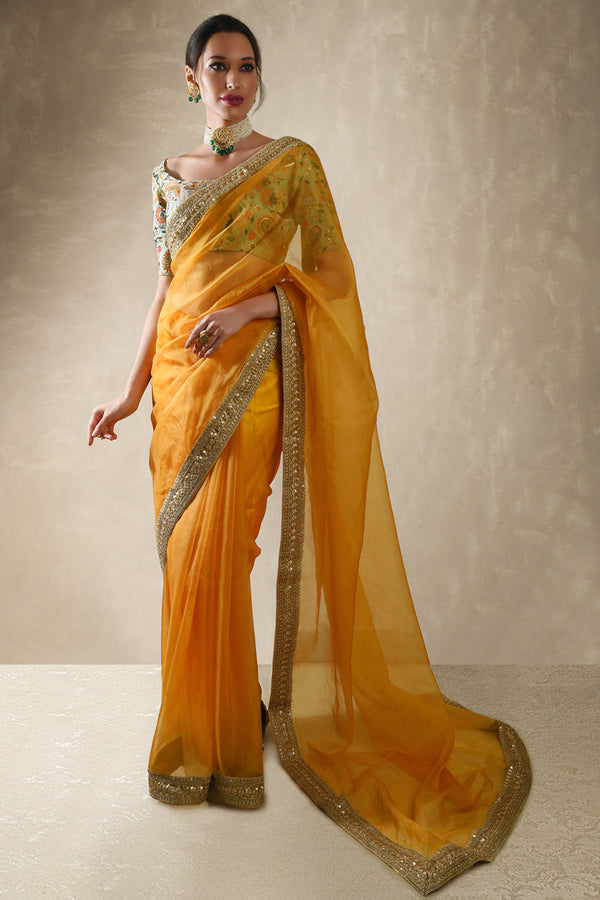 Mango Yellow Saree Set