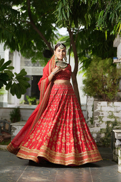 Red Bridal Lehenga Set