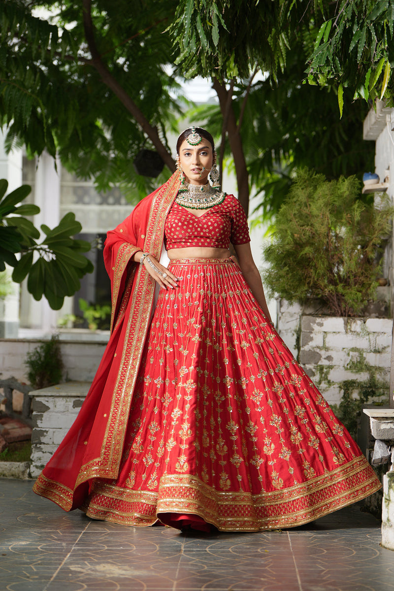 Red Bridal Lehenga Set