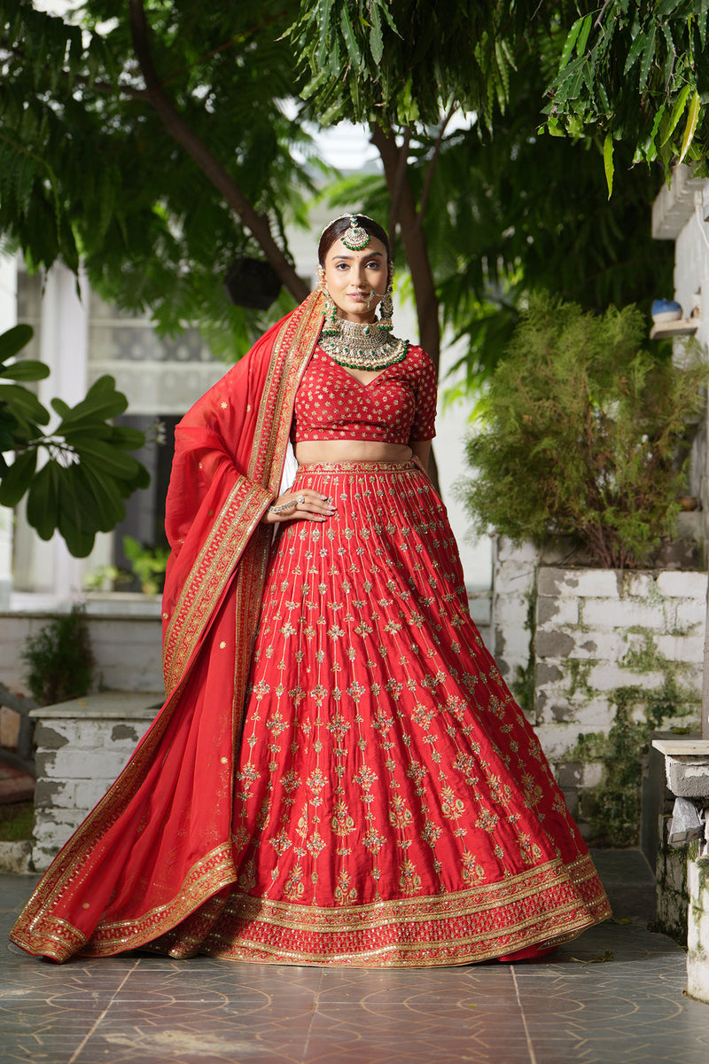 Red Bridal Lehenga Set