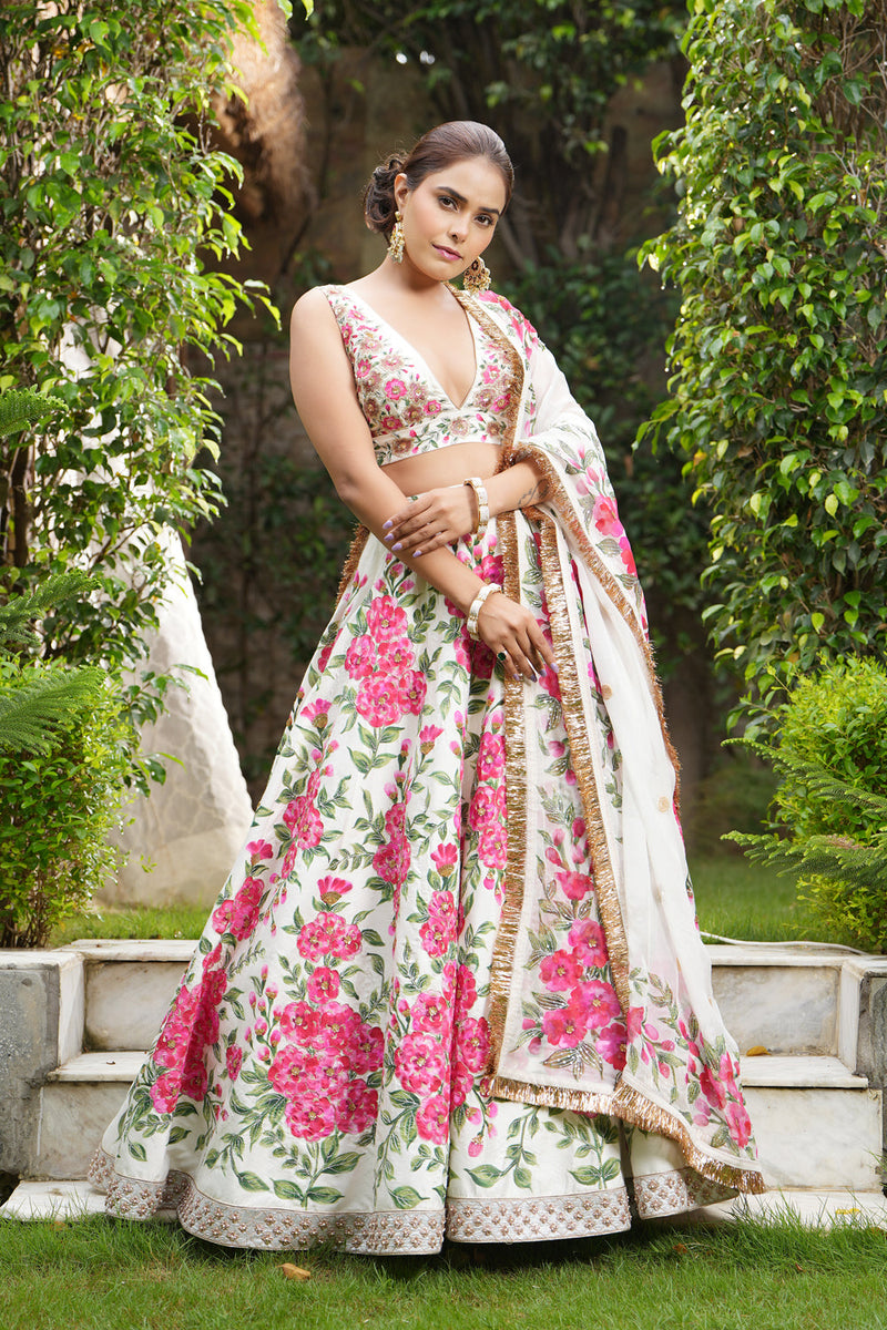 Ivory Hand Painted Lehenga Set