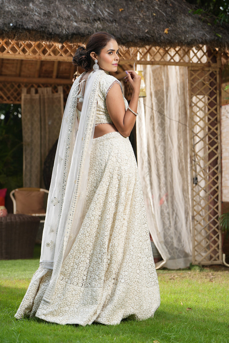 Ivory Embroidered Lehenga Set