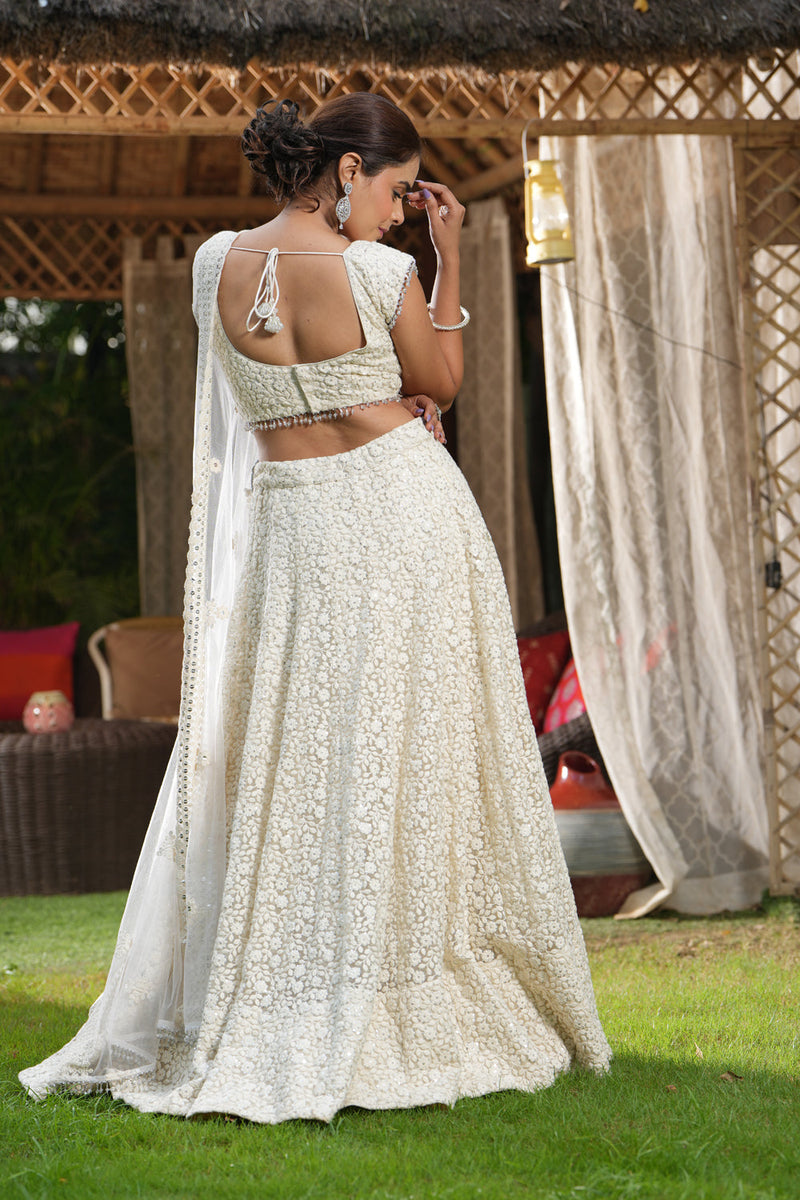 Ivory Embroidered Lehenga Set