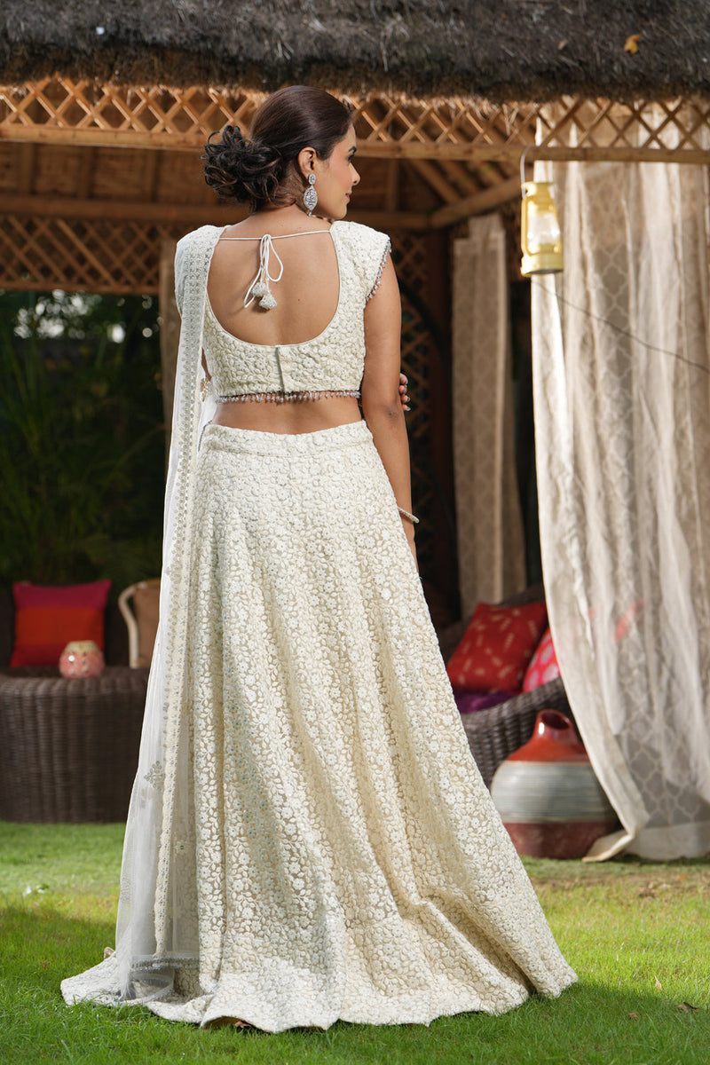 Ivory Embroidered Lehenga Set