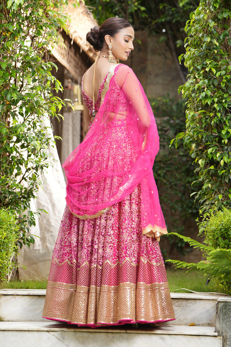 Beetroot Embroidered Lehenga Set