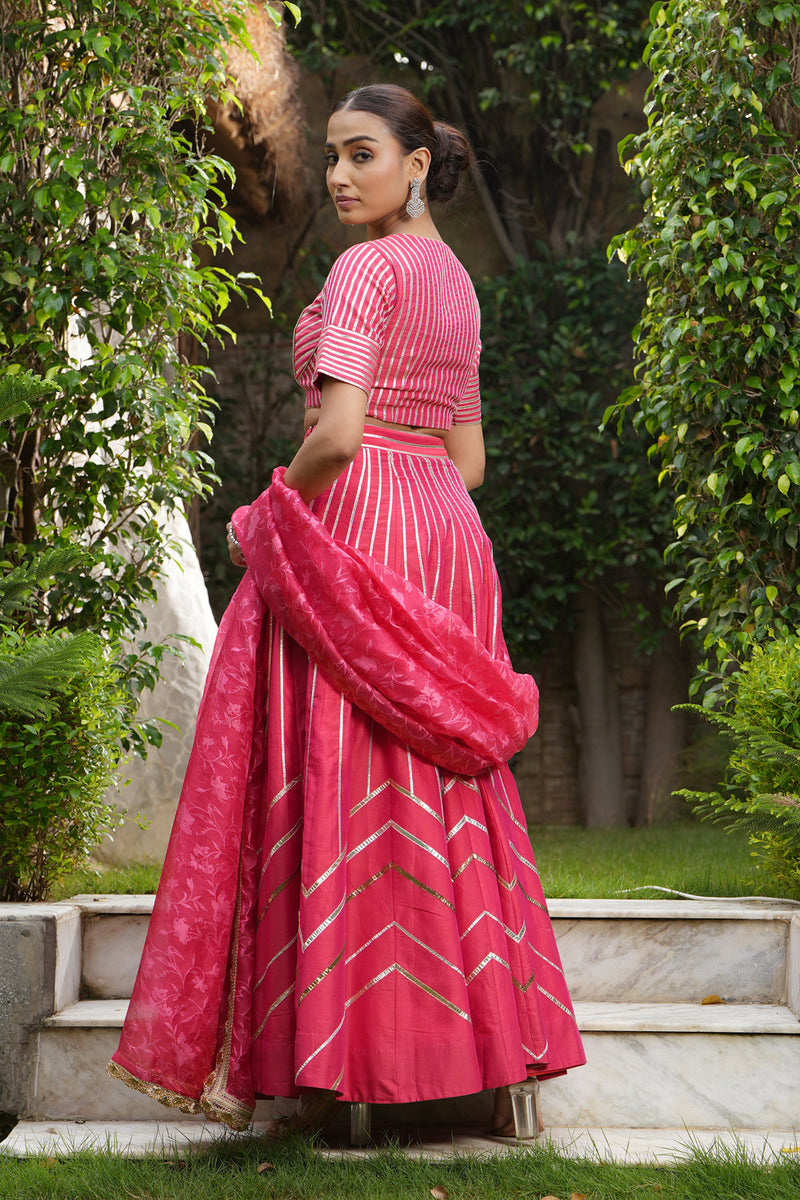 Red Gotta Applique Lehenga Set